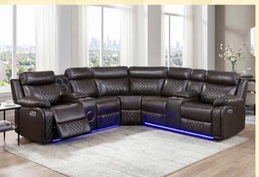 Power Reclining Sectional Brown 🌹💃🏽🔥😎🥳🌺🚛🥰💃🏽
