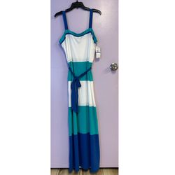 New Tommy Hilfiger Maxi Dress Striped Belted Sleeveless  Size XL