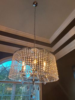 6 light glass chandelier