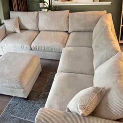 New! Quality ~ Comfy ~ Luxurious Soft Fabric Sofa Sectional! FREE XL OTTOMAN!