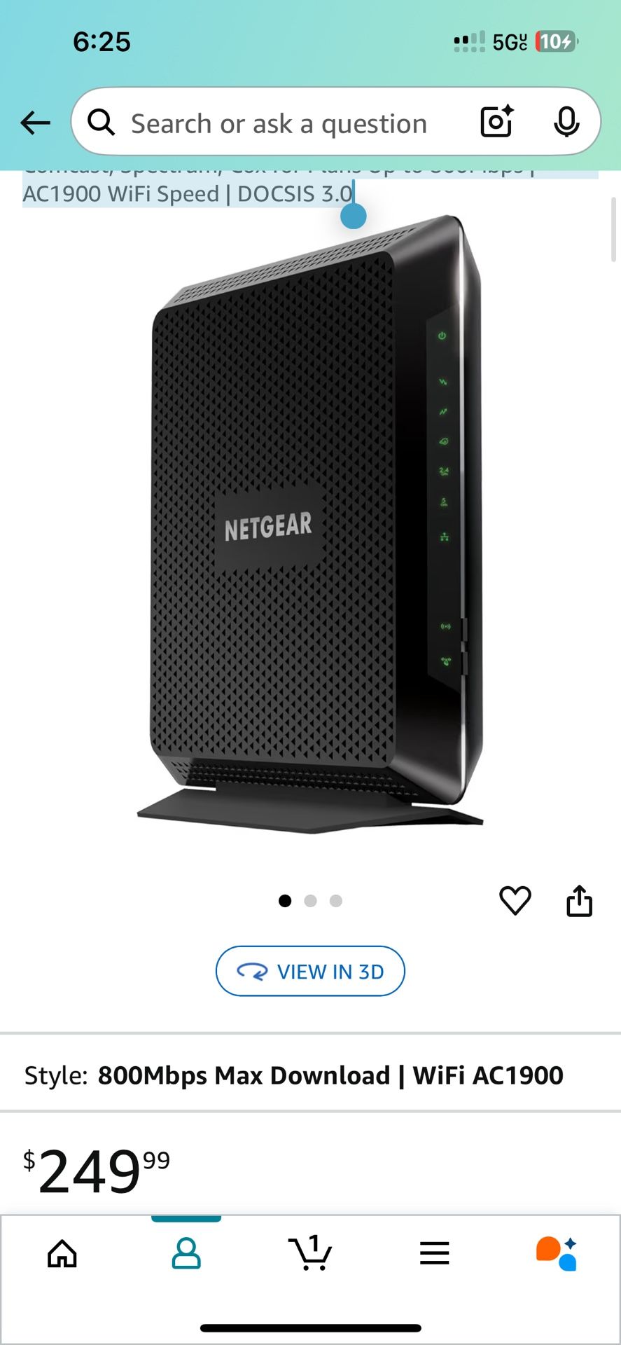 NETGEAR Nighthawk Modem WiFi Router Combo C7000