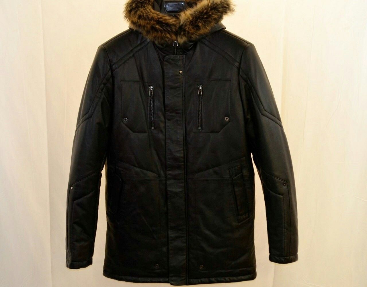 LEATHER PARKA WITH HOOD