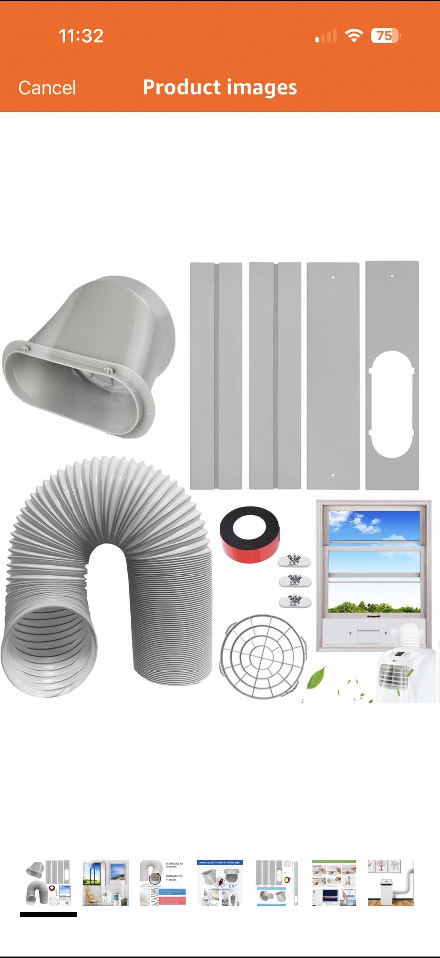 Portable AC Window Vent Kit, Adjustable Vertical/Horizontal Sliding Window Kit Plate for AC Unit, AC Window Vent Kit, AC Window Seal With 5.9 Inch Dia