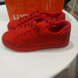 LUCKY STEP Platform Rhinestone Fashion Glitter Sneakers | Sparkly Bling Bedazzle