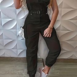 Women's Black Off- The -Shoulder Jumpsuit 
