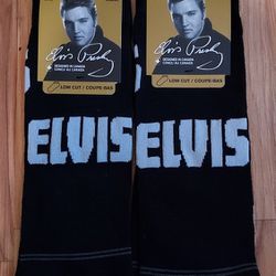 Elvis Presley Socks New Low Cut Size 7-12 Black Novelty Set Of 2