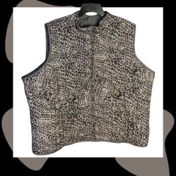 Reversible Snake/Giraffe Print & Gray Vest Wm 3X/4X
