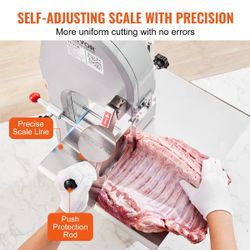 Commercial Electric Meat Bandsaw, 1500W Stainless Steel Countertop Bone Sawing Machine, Workbeach 19.3" x 15", 0.16-7.9 Inch Cutting Thickness, Frozen