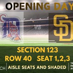 San Diego Padres Opening Day Tickets ( Field Level )