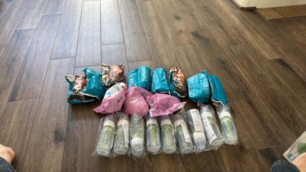 Dr brown Philips mam bottles and one box diapers