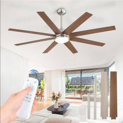 65 Inch Brushed Nickel Ceiling Fans with 3 CCT Lights and Remote
6 Speeds, Quiet Reversible DC Motor, 24W LED, 8 Blades, Indoor/Outdoor, for Living Ro