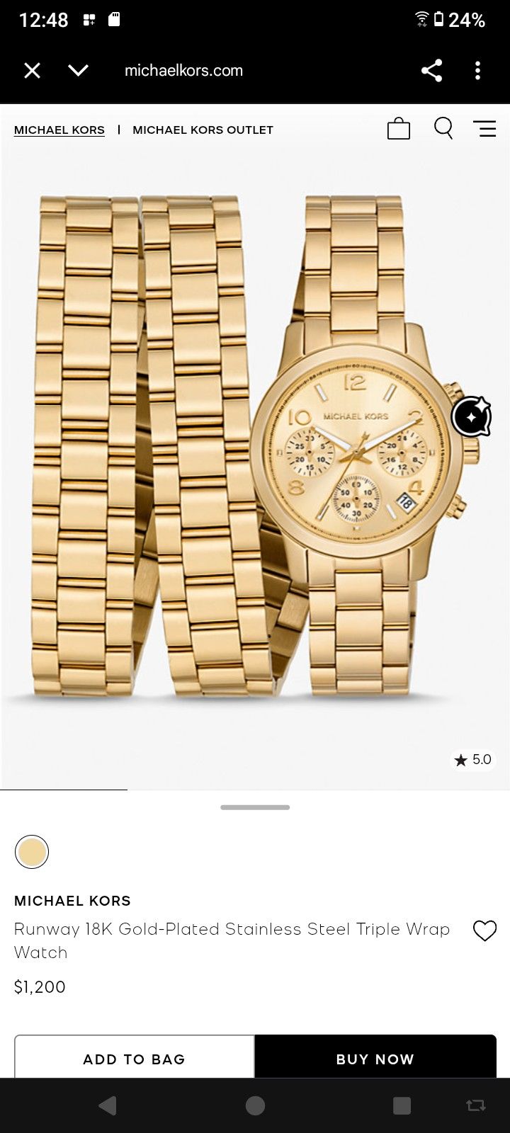 MICHAEL KHORS 18K GOLD STERLING SILVER TRIPLE TIER WATCH 30% OFF