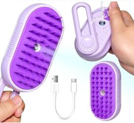 Purple Electric Silicone Spray Handle Massage Pet/Cat Brush