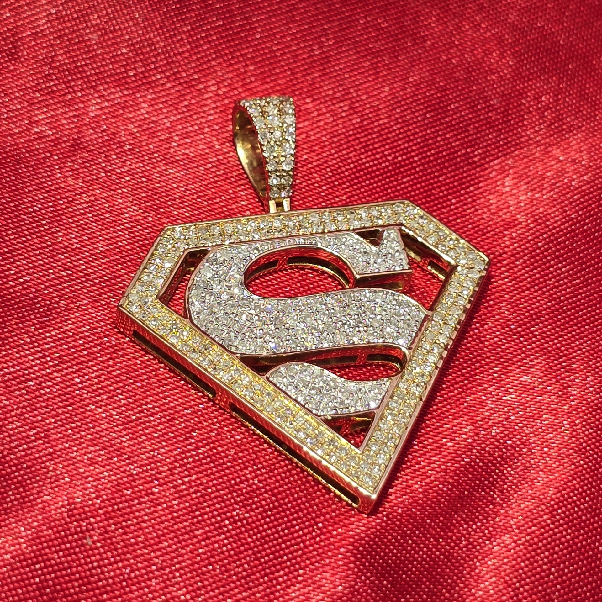 10k Yellow Gold Diamond Super Hero Pendant 0.74 ctw