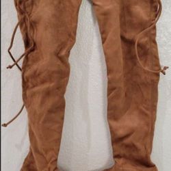 Women’s New Brown Faux Suede Tied Flat Boots