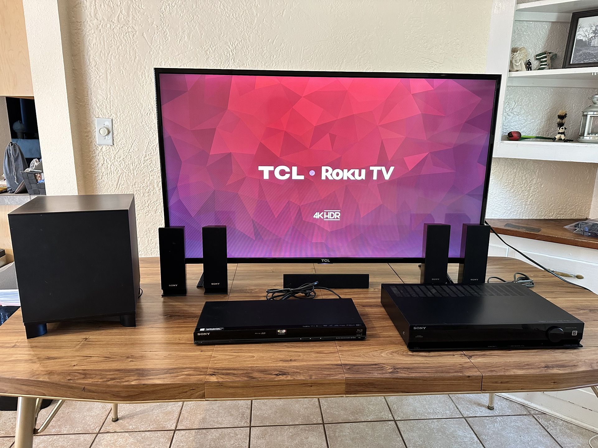 49” TCL Roku TV and Sony Home Theater System
