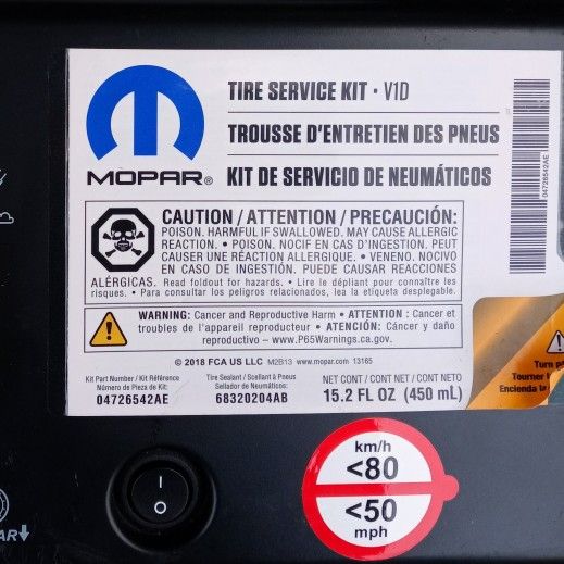 Mopar Tire Service Kit for Temporary Seal of Tire & Inflator OEM. Unused.