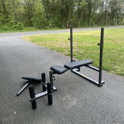 Flat Weight Bench With Preacher Curl And Leg Extension