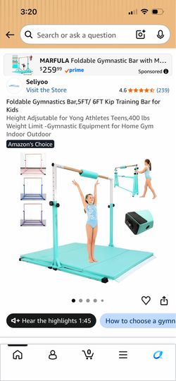 Folding gymnastics  bar