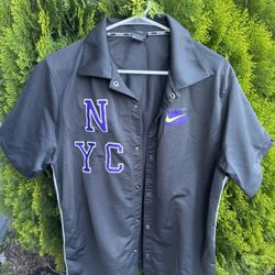 Nike NY Court Tennis NYC Black Button Down Shirt