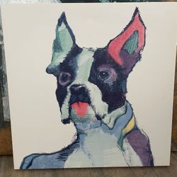 Cute colorful dog on canvas