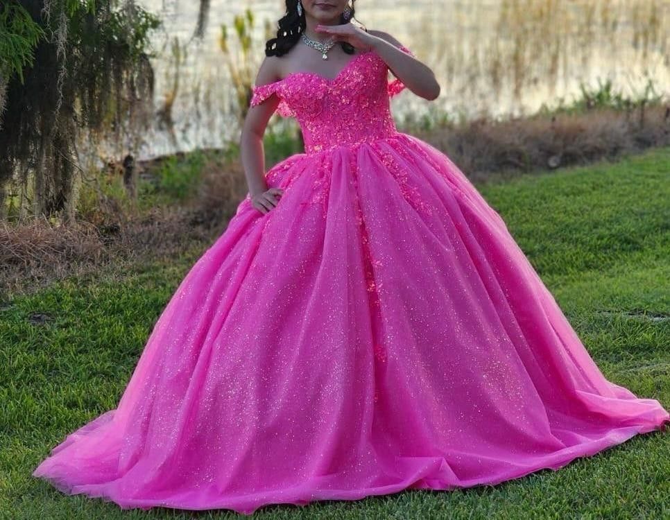 Hot Pink Quinceñera Ball Gown Dress Sz4