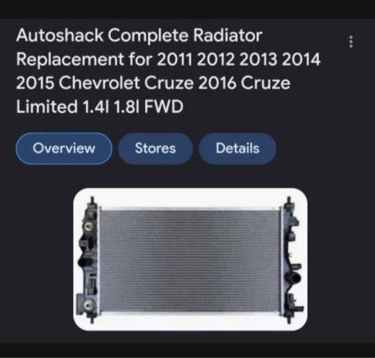 Radiator For A Chevy Cruze