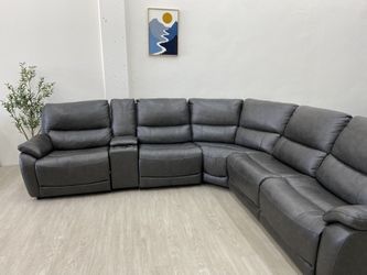 Wylder Leather Power Reclining Sectional Couch