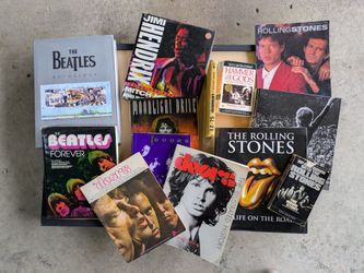 FREE  huge vintage  rock and roll  book lot,  Beatles , Doors, Led Zeppelin, KISS