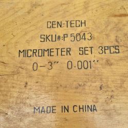 Cen=Tech Micrometer 3 Piece Set