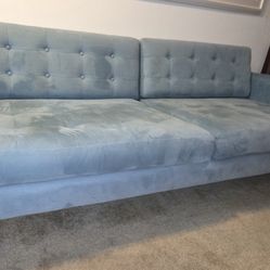 Light Blue Gray Microfiber Couch