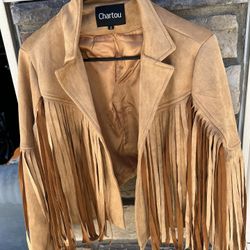 Chartrou Fringe Faux Leather Jacket 