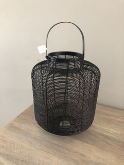 Pier 1 Imports - Indoor / Outdoor Black Metal Lantern for patio decoration or coffee side table