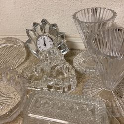 Lot of crystal/glass serving dishes and miscellaneous pieces