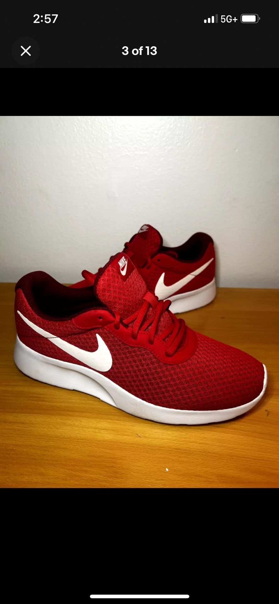 Nike Tanjun University Red Mens Low Top Casual Trainer Sneakers