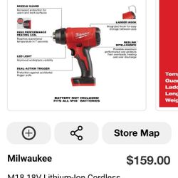 Milwaukee
M18 18V Lithium-Ion Cordless Compact Heat Gun (Tool-Only)