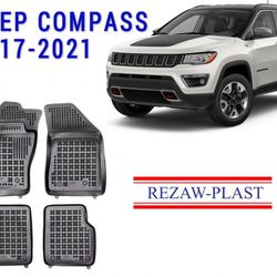 REZAW PLAST Floor Mats for Jeep Compass 2017-2022 Custom Fit Floor Liners & Cargo Mat All Weather Odorless 