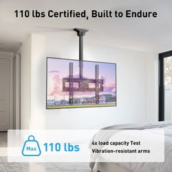 Ceiling TV Mount for 26-70 inch TVs ,6 Adjustable Height Setting Full Motion Hanging TV Wall Mount Bracket, Holds up to 110lbs, Max 400x400mm