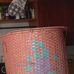 Vintage Big We Wicker Laundry Basket 