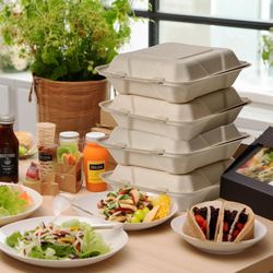 New To-Go Containers 300 Pack : 8x8 , 3-Compartment