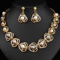 Pearl necklace set - fashionable evening dress accessories - versatile for various occasions - alloy material