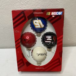 2004 Dale Earnhardt #8 NASCAR Glass Christmas Ornament Set of 4