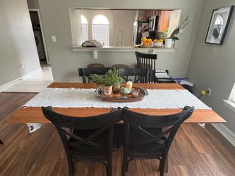 Dining Table with 4 Black Chairs