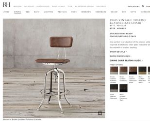 Restoration Hardware Vintage Toledo Leather Bar Chairs