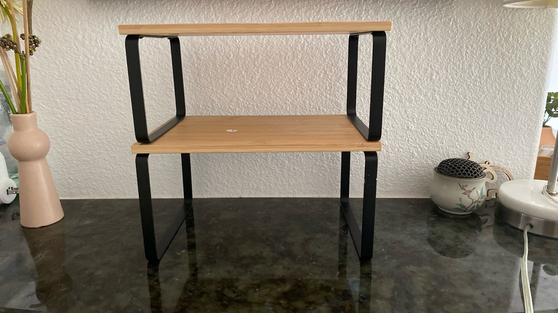 Cabinet Organizer Shelf, Set of 2 Kitchen Counter Shelves, Kitchen Storage, Spice Rack, Stackable, Expandable