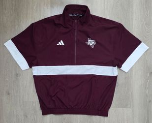 Adidas NCAA Texas A&M Aggies Strategy Short Sleeve Half-Zip Jacket HY0232 Mens Size Medium