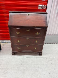 Vintage Chippendale Style Slant Front (Drop Front) Secretary Desk