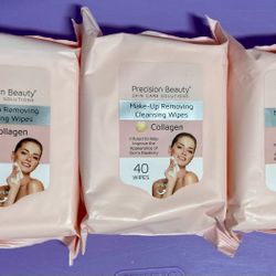 3 Collagen Face Wipe Packs New All For $3