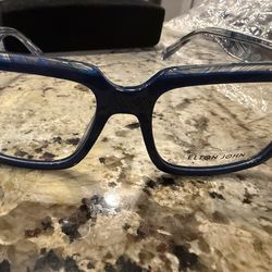 Elton John Designer Eyeglasses Frames Blue with Case