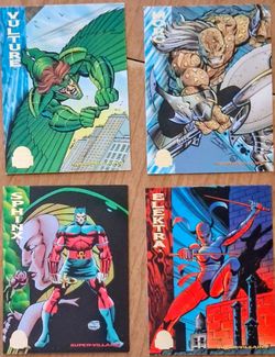 1994 Marvel Universe 4 Super-Villains Trading Cards: Elektra, Sphinx, Morg, Vulture